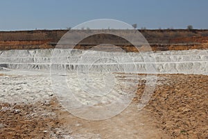 Clay mining. Beautiful background of white clay.