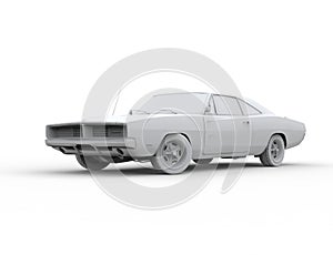 Clay model of the retro muscle car - beauty shot