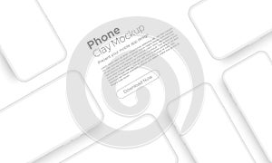 Clay Phones With Blank Screens. Mockup to Showcasing Mobile Web-Site Design