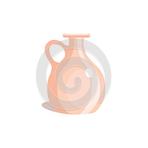 Clay pitcher. Decorative vase, flat style. Jug isolated on white background. Vector illustration