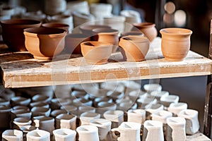 Clay pitchers at the pottery