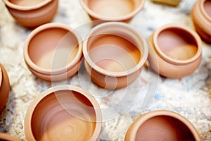 Clay pitchers at the pottery