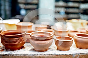 Clay pitchers at the pottery