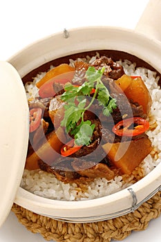 Clay pot beef rice, chinese cuisine