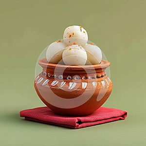 Clay pot charm Rasgulla, the iconic Bengali sweet, beautifully presented