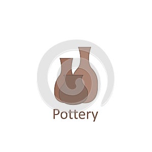 Clay pots. The emblem or logo pottery workshop and store.