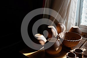 Clay pots laid out to dry in the sun