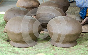 Clay pots, Pottery is made by hand