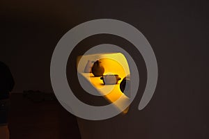 Clay pots on the shelf in the kitchen. Ceramic ware,