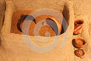 Clay pots and wheat