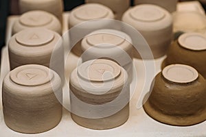 Clay pottery ceramic Products dry on shelf