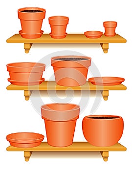 Clay Pottery Collection, Wooden shelves