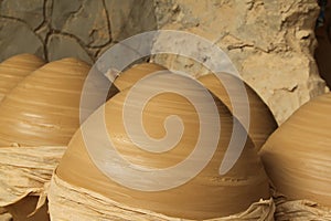 Clay Pottery Jars drying in workshop