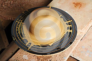 Clay on pottery wheel