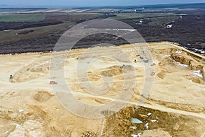 Clay quarry, top view. Clay mining in quarry