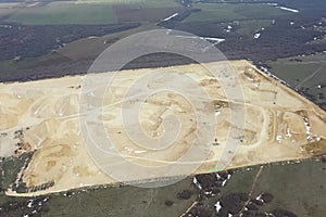 Clay quarry, top view. Clay mining in quarry