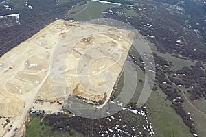 Clay quarry, top view. Clay mining in quarry