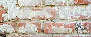 Clay red brick close-uo macro texture. Construction brick isolate on white