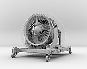 Clay rendering of turbojet engine on gray background