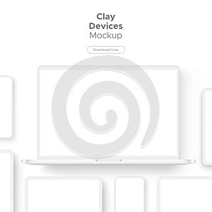 Clay Responsive Devices Mockup for Display Web-Sites and Apps Design