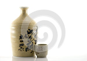 Clay Sake Bottle and Cup