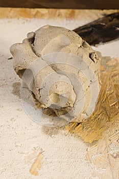 Clay with sculpting tool