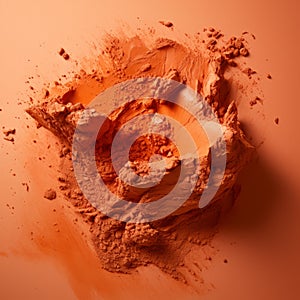 Clay Sculpting: Vibrant Orange Powder On Urban Decay Background