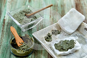 Clay Spa and medical concept: Clay Poultice Use It to Relieve Inflammation,for abscess,cyst,arthritis,Skincare benefiton photo