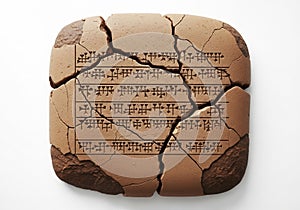 Clay tablet featuring ancient cuneiform script, displaying rows of