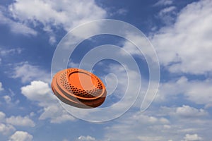 Clay target shooting on the blue sky background