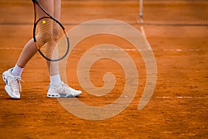 Clay tennis court and player concept