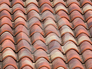 Clay (terracotta) tiles on the roof of a country house