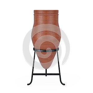 Clay Trash Bin Pot. 3d Rendering