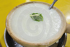 Claypot Congee Porridge Closeup photo