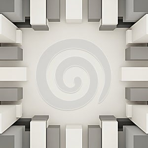 Abstract Geometric Frame with 3D Cubes and Rectangles