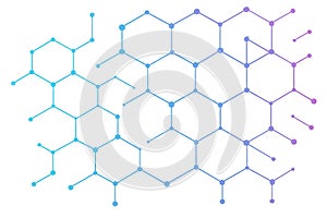 Abstract hexagonal network structure with gradient blue to purple colors
