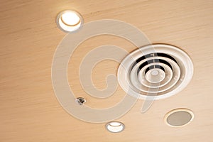 Clean Air duct in circle shapes on office ceiling for background