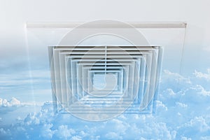 Clean Air Duct with sky cloud fade Ozone fresh air, Danger and t photo