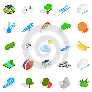 Clean air icons set, isometric style