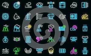 Clean air icons set outline vector. Dust air vector neon