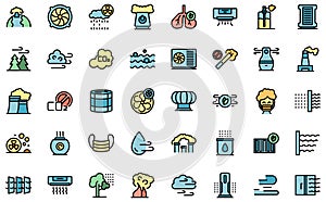 Clean air icons set vector flat