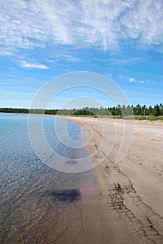 Clean beaches of the Manitoulin Island`s own beach on its inland lakes, ON, Canada