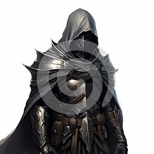 Clean Black Armor Clavicle Guard With Cape Dungeons Dragons Artwork