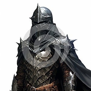 Clean Black Armor Vertebra Guard With Helmet And Cape Artwork