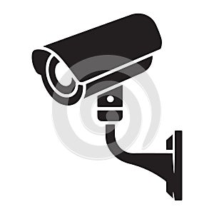 Modern Security Surveillance Camera Wall Mounted Vector Silhouette Icon
