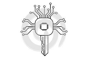 Digital Key Circuit Vector â Cybersecurity Technology Icon for Data and Encryption Design