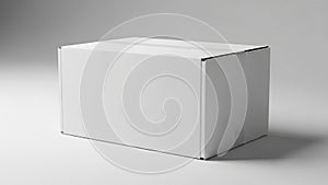 Blank White Cardboard Shipping Box on Neutral Background