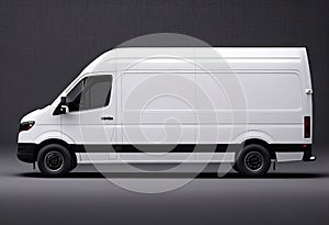 Clean blank white delivery van illustration. Ai generative