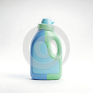 Clean blue and green plastic laundry detergent bottle with label area