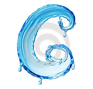 Clean Blue Water Splash Shaped in Form of Letter